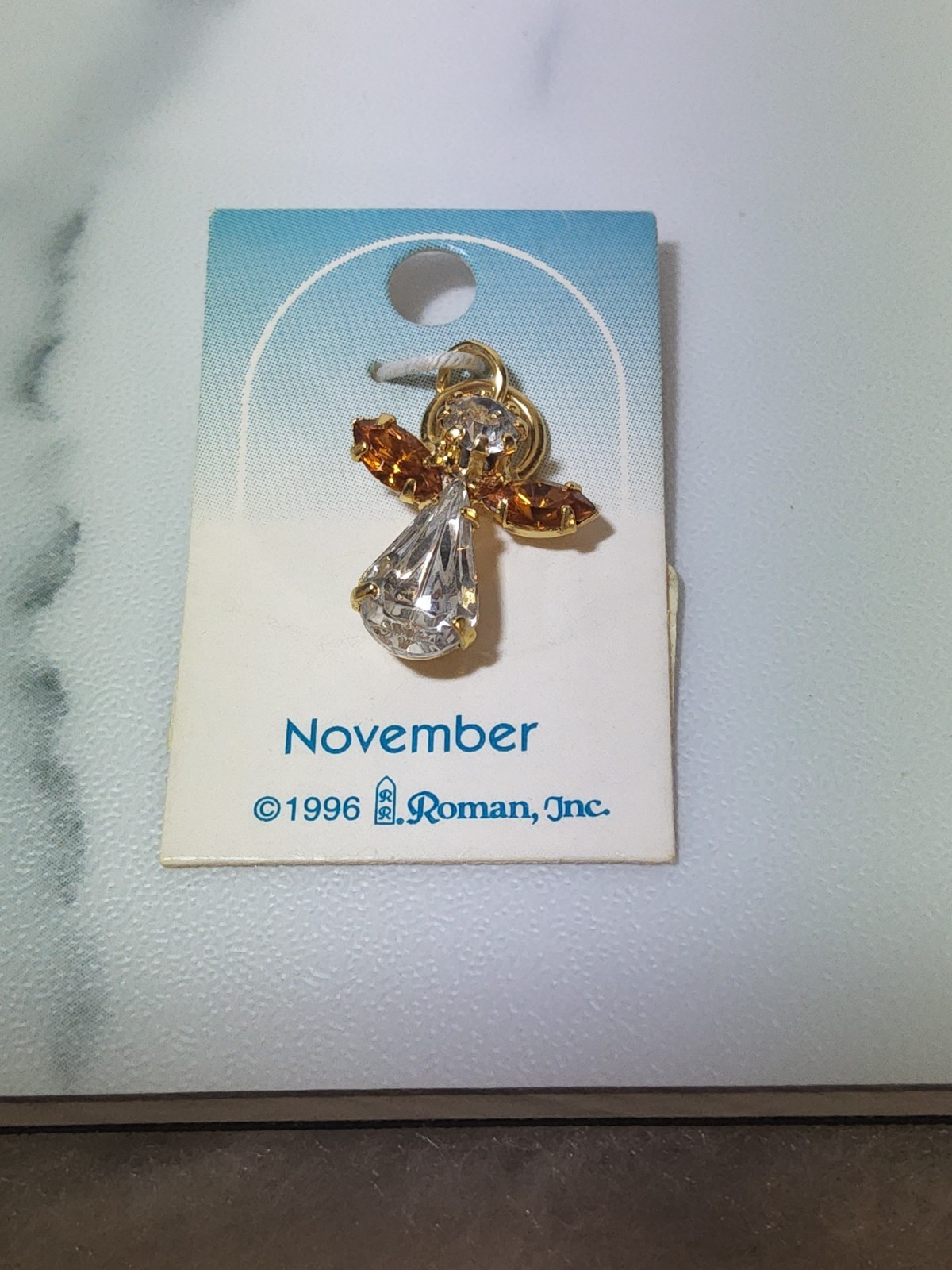 4 pc lot Vintage NOV Birthstone Angel Charm 1996 Roman Inc Pendant Religious