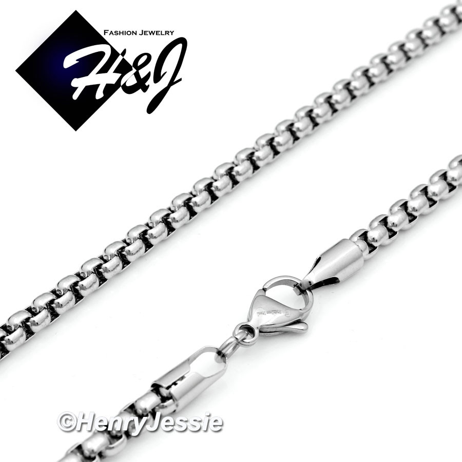 16-40″MEN Stainless Steel 2mm/3mm/4mm/5mm/7mm Silver Smooth Box Chain Necklace