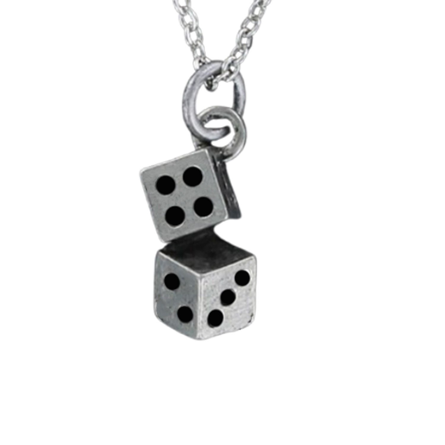 Pewter Dice Necklace Lucky Pair of Dice Pendant on Chain or Charm Only Gamer Gif