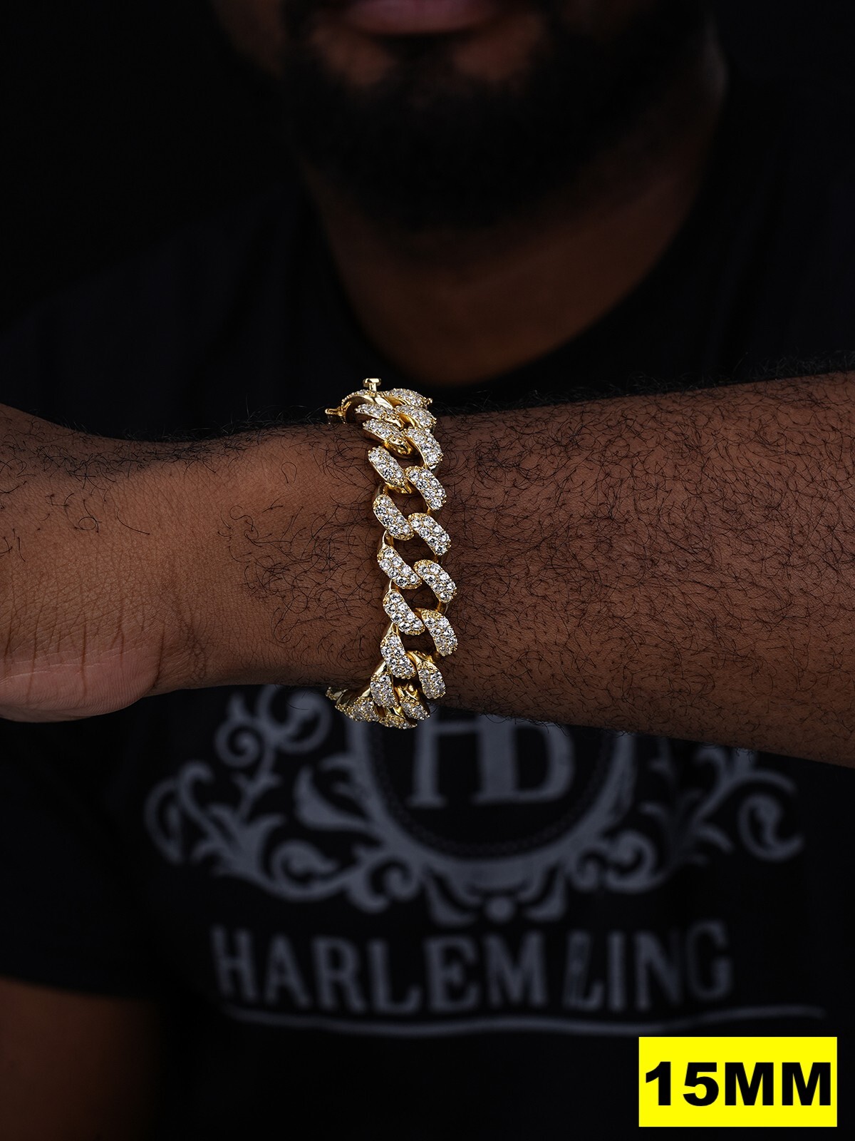 Real Miami Cuban Link Bracelet MOISSANITE 14k Gold Plated 925 Sterling Silver