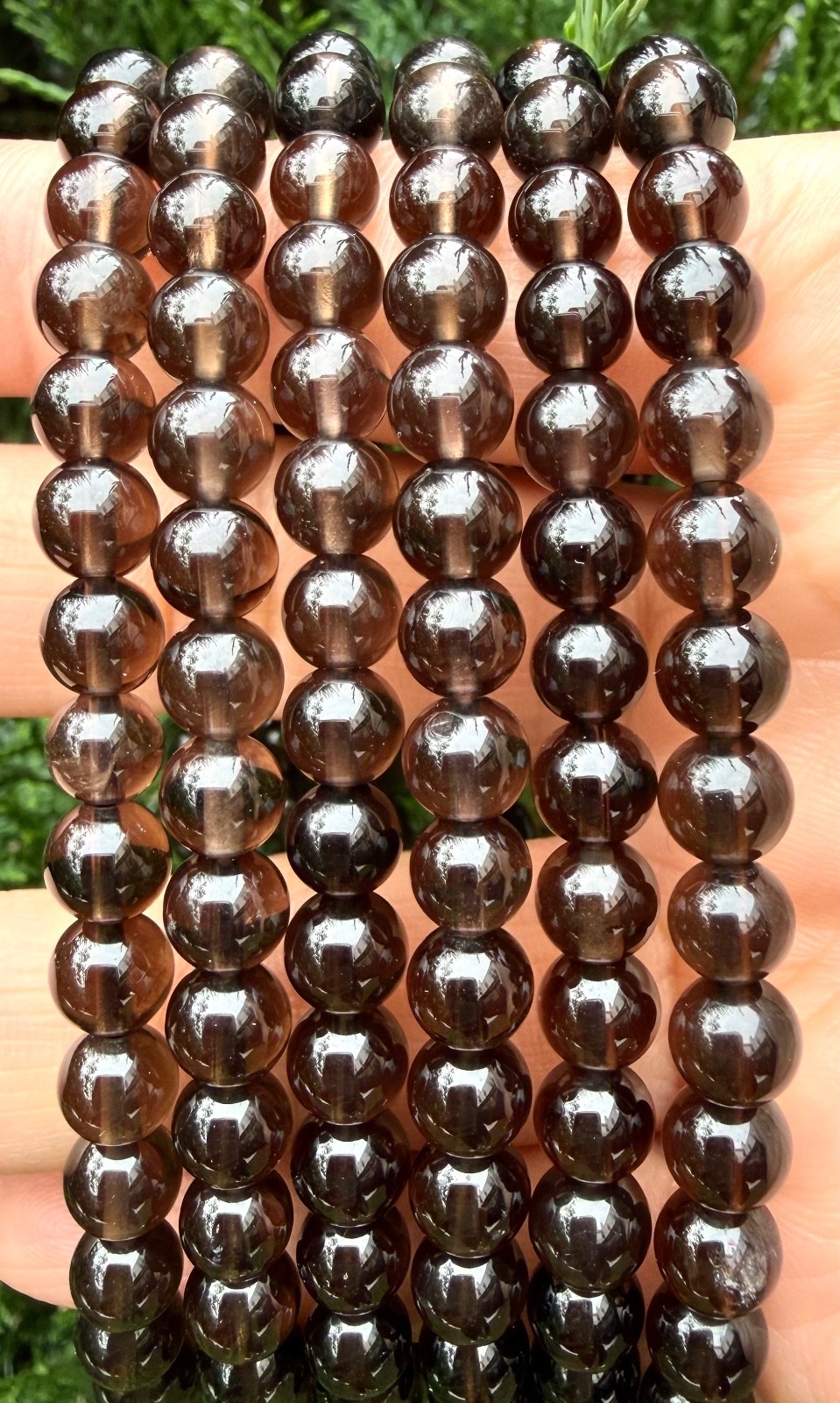 Wholesale Lot 6 Pcs Natural Smoky Quartz 6mm 7.5” Crystal Stretch Bracelet