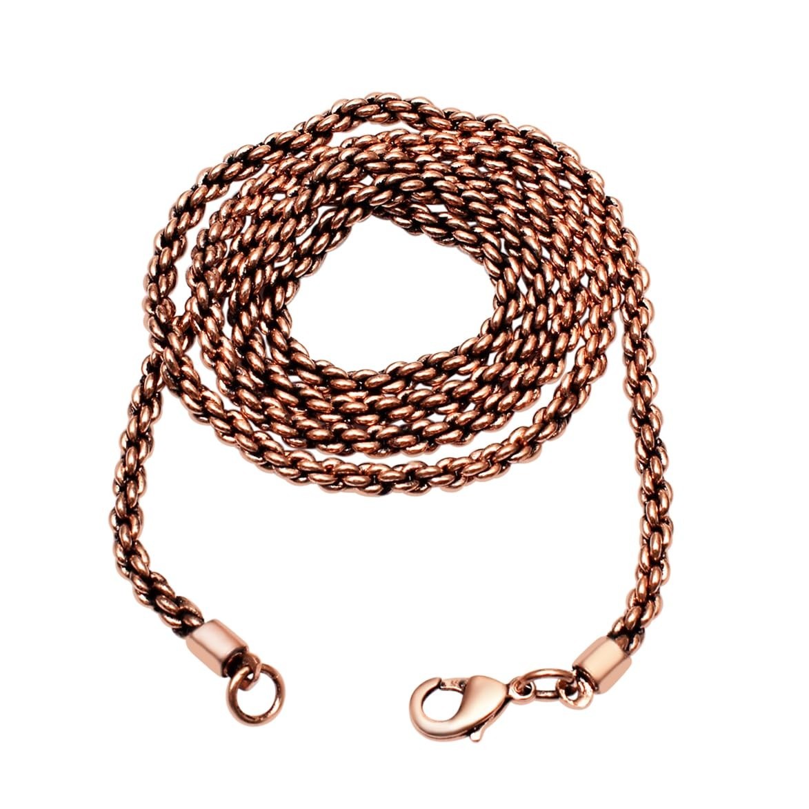 Handmade Solid Copper Rope Chain Necklace – 3mm Thick Oxidized Design for Men &