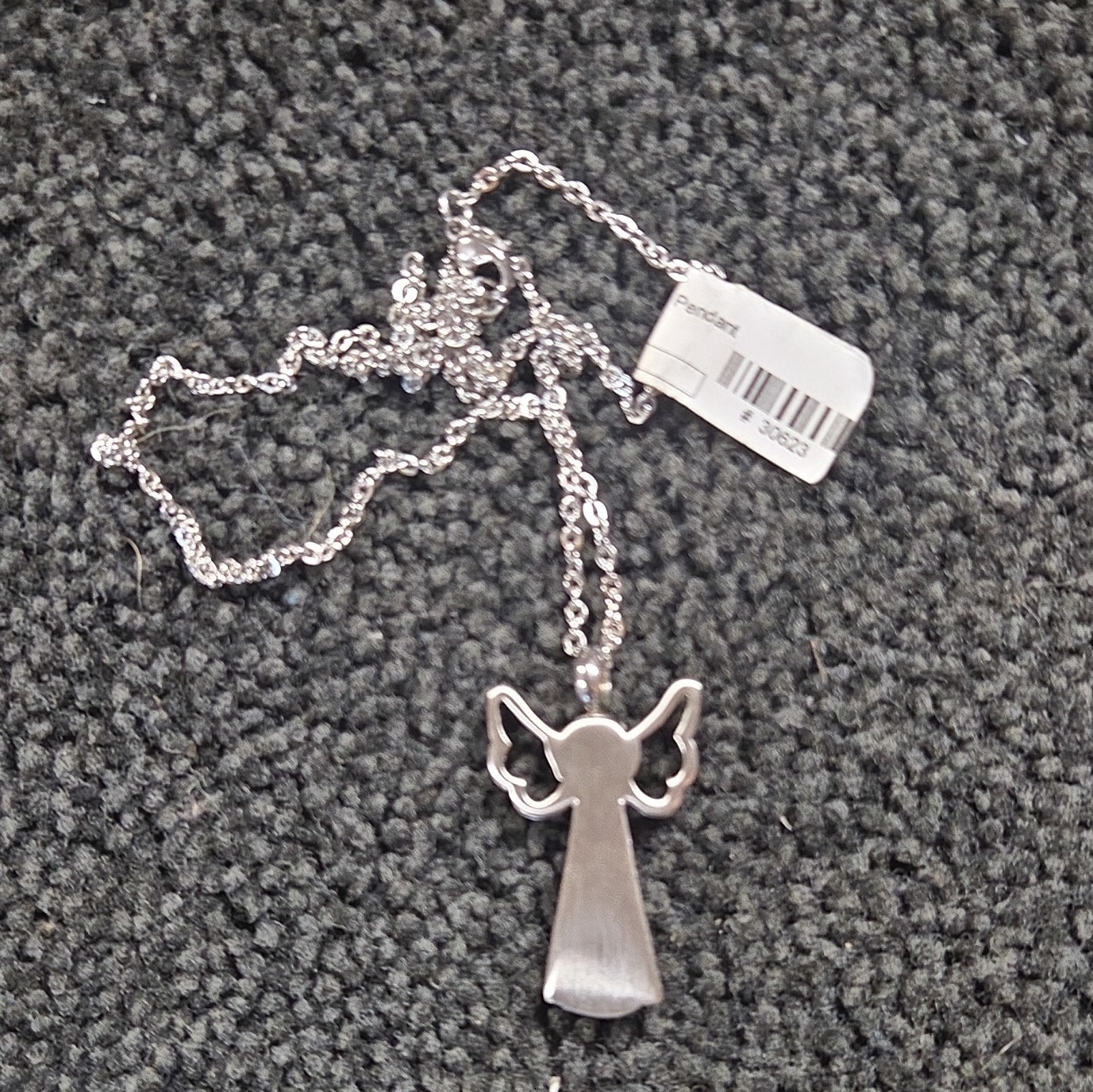 Silver Tone Angel Charm Pendant Necklace Metal Cable Chain Lobster Clasp