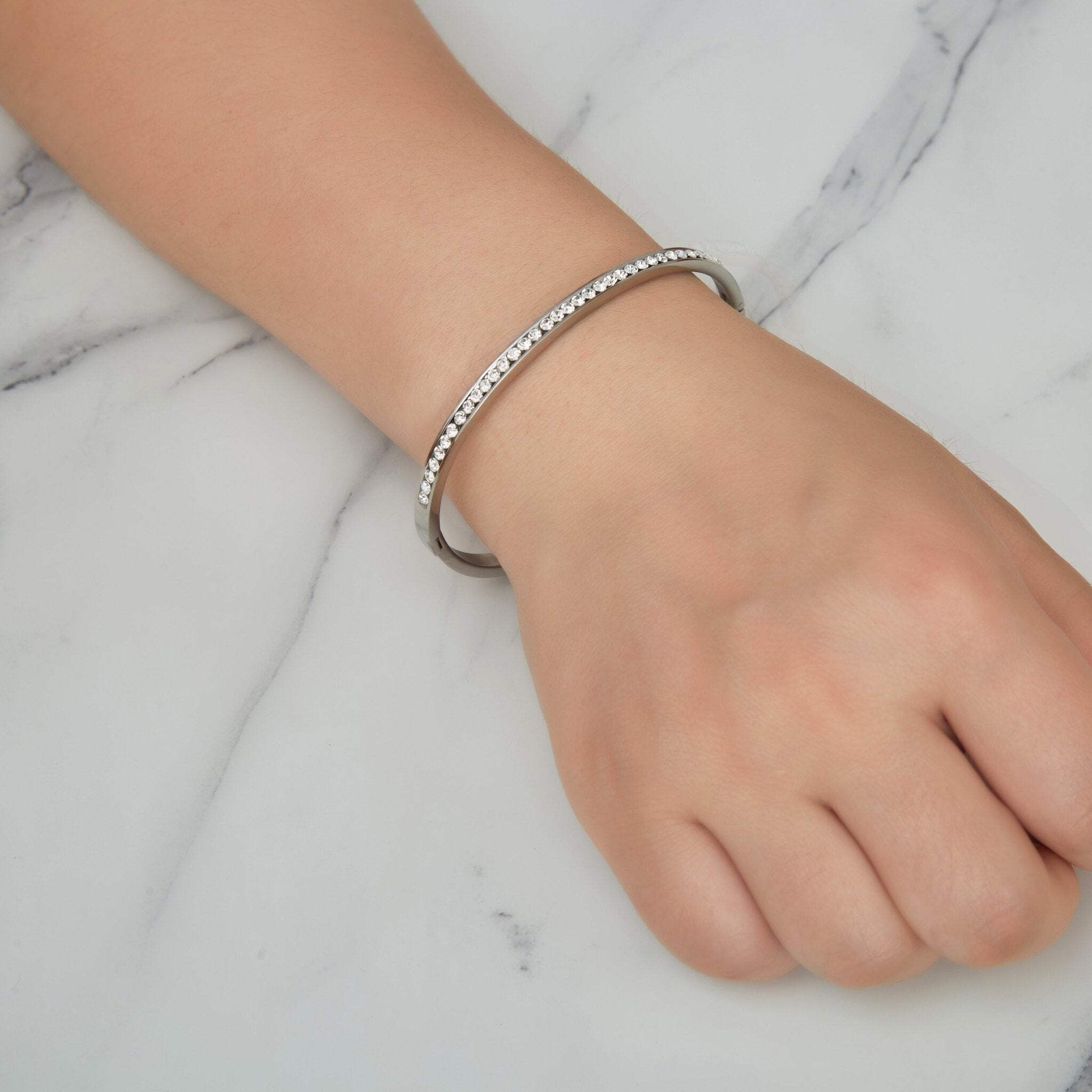 Channel Set Bangle Created with Zircondia® Crystals