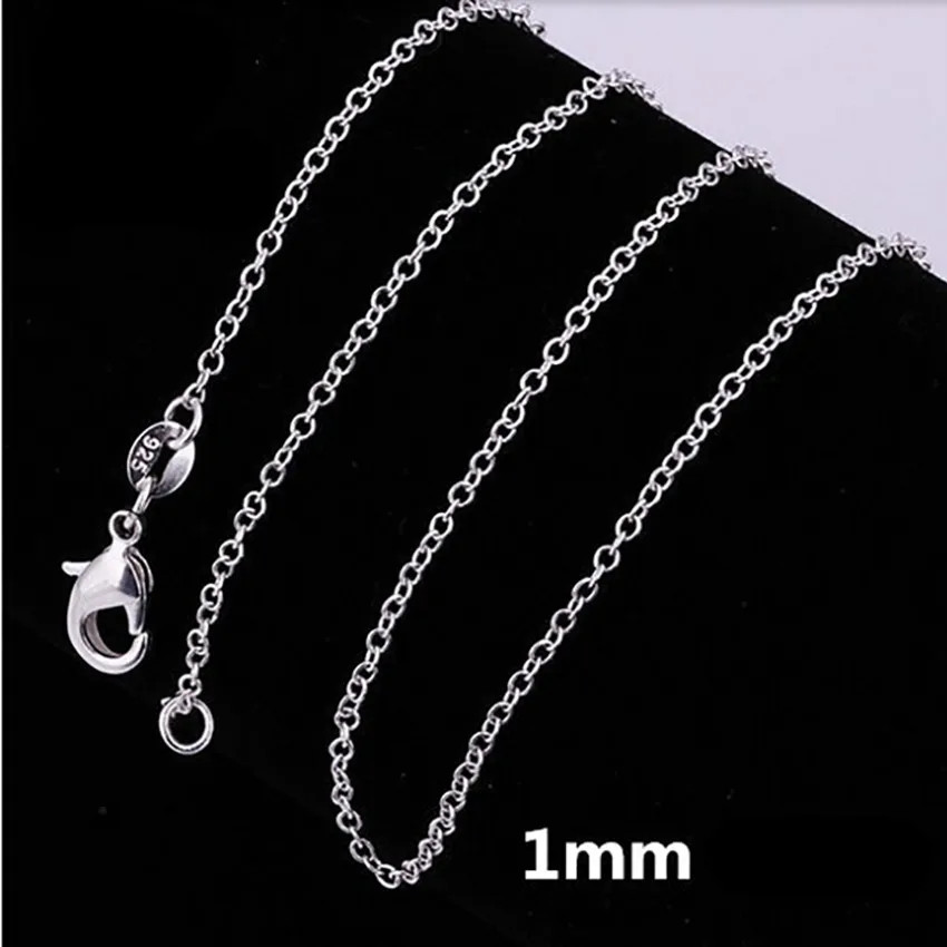 10PCS LOT Wholesale 925 Sterling Silver 16/18/20/22/24/26/28/30 Inch 1mm