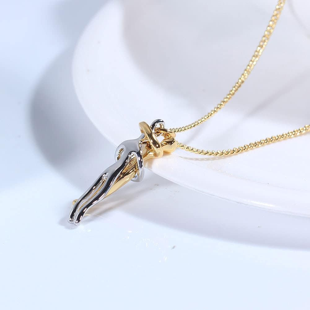Couple Hug Necklace Pendant Simple Affectionate Snuggle Hugging Necklace