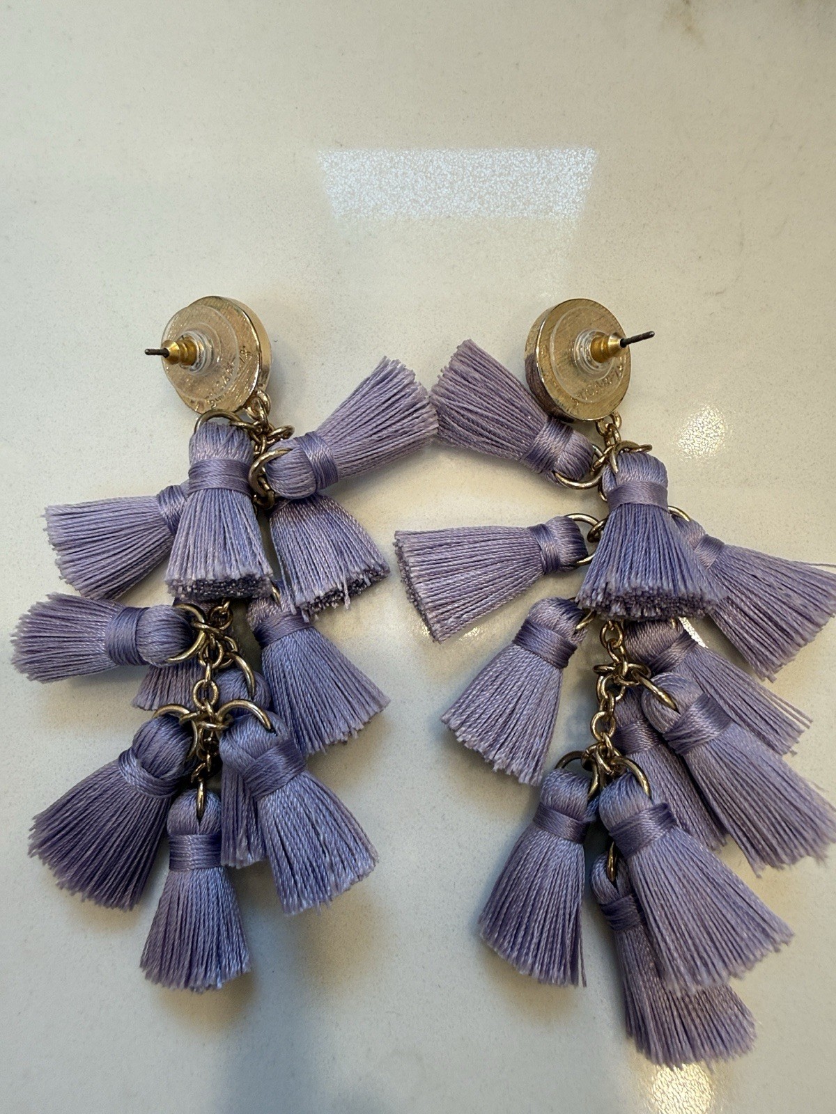 SUGARFIX Lavender Tassel Cluster Drop Post Earrings EUC