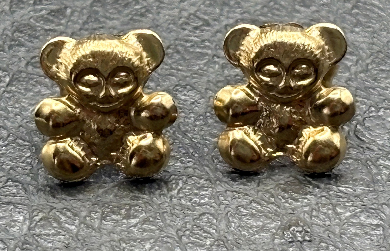 Vintage Gold Filled Teddy Bear Stud Earrings Butterfly Closure Cute