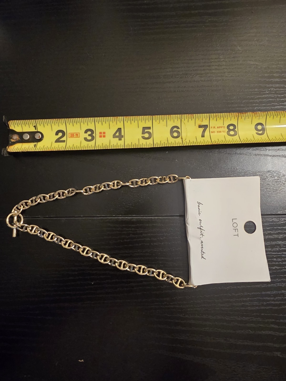 LOFT Gold Tone Oval Link Chain Toggle Necklace 18 in Fashion Costume Jewelry