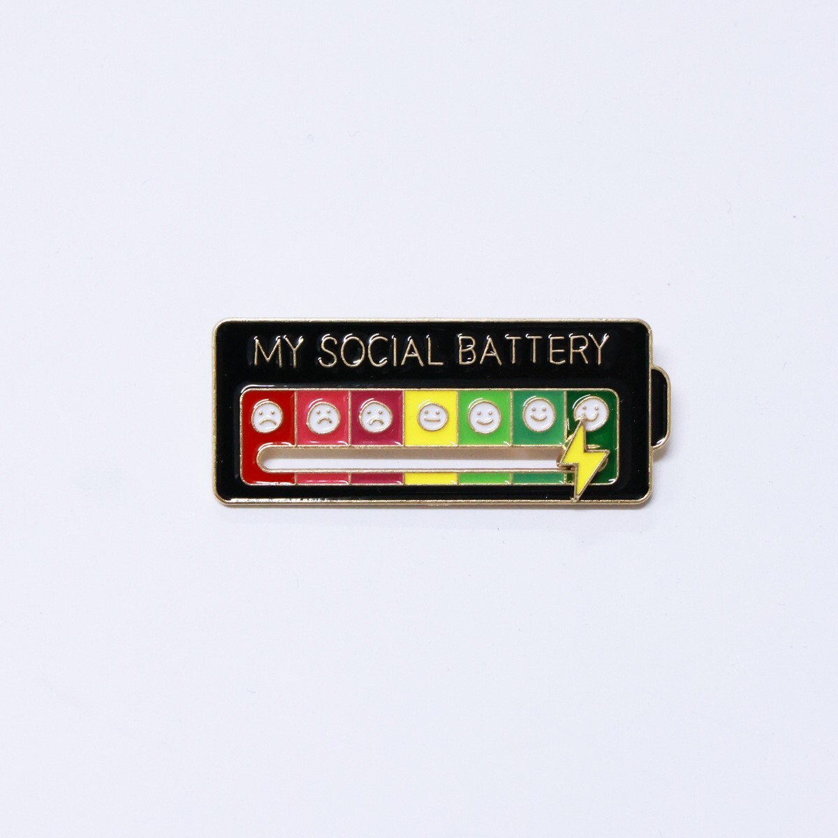 4Pcs My Social Battery Mood Brooch Pin Enamel Lapel Pins for Backpack Collar Hat