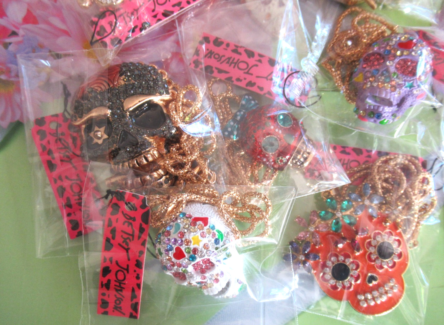 BETSEY JOHNSON Rhinestone Novelty Pendant Necklaces Halloween lot of 10 pcs NWT