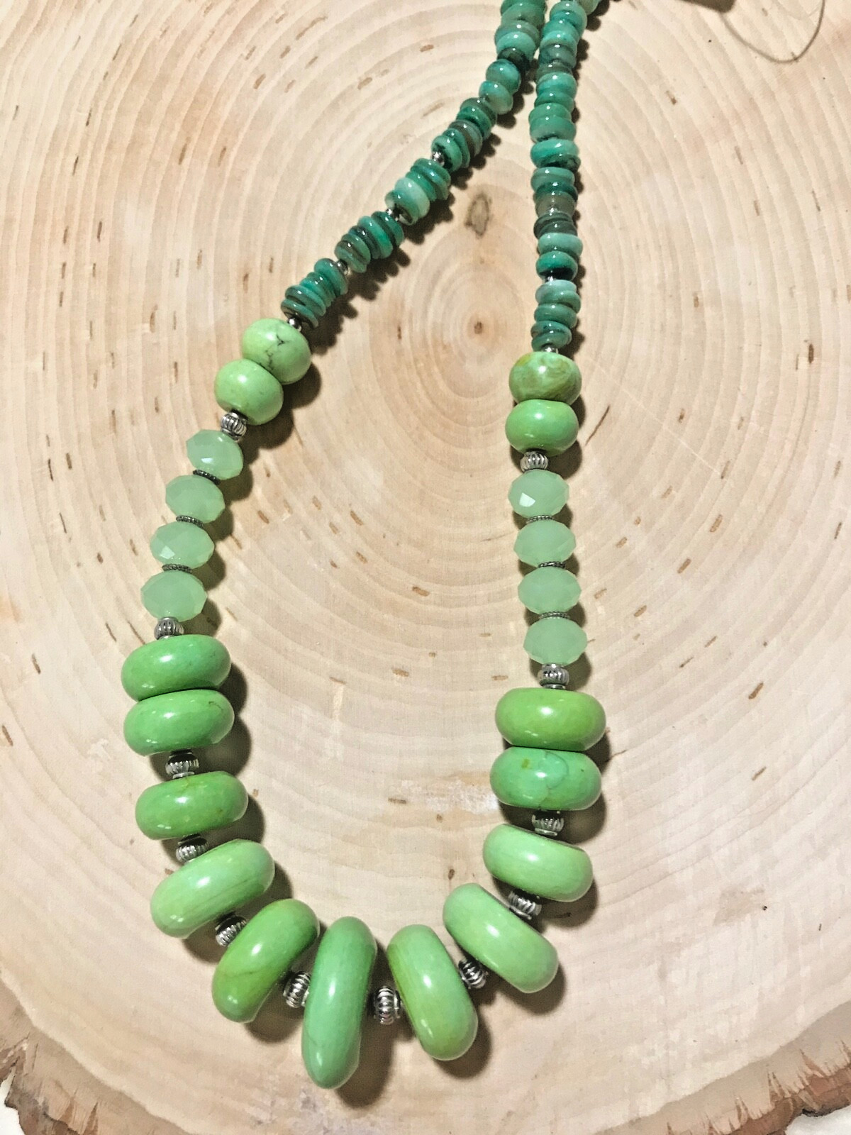 GREEN JASPER & GREEN AGATE NECKLACE SET SEMI PRECIOUS STONE