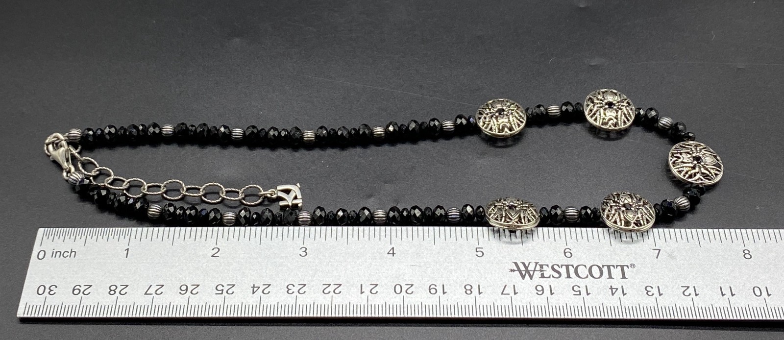 KJ, KENNETH JOHNSON, CAROLYN POLLACK-Sterling Black Spinel Open Work Necklace