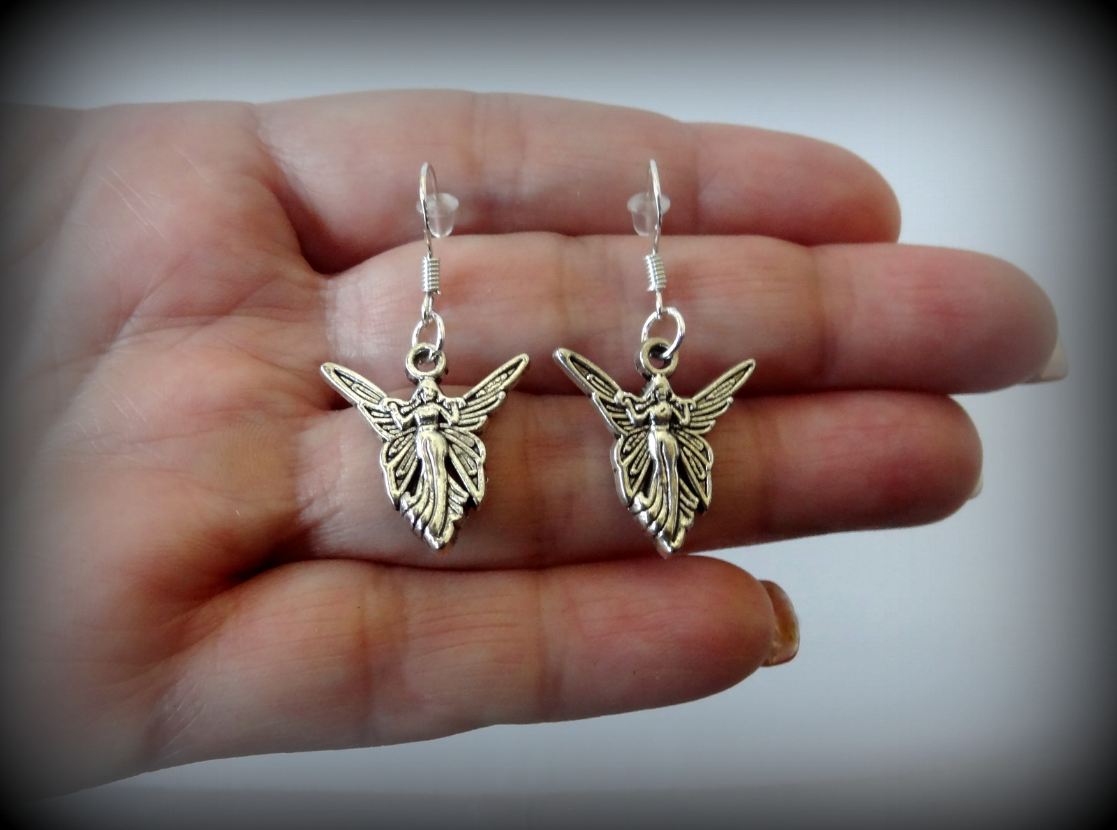 BUY 2 GET 1 FREE~FAIRY ANGEL WING SILVER EARRINGS~STERLING HOOK~MOTHERS DAY GIFT