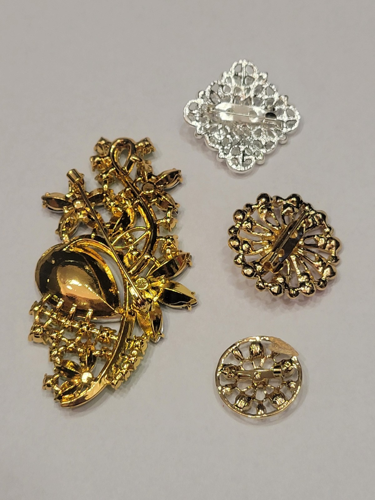Gorgeous Big Green Multicolor Rhinestone Flower Brooch Jewelry Lot CA USA P80
