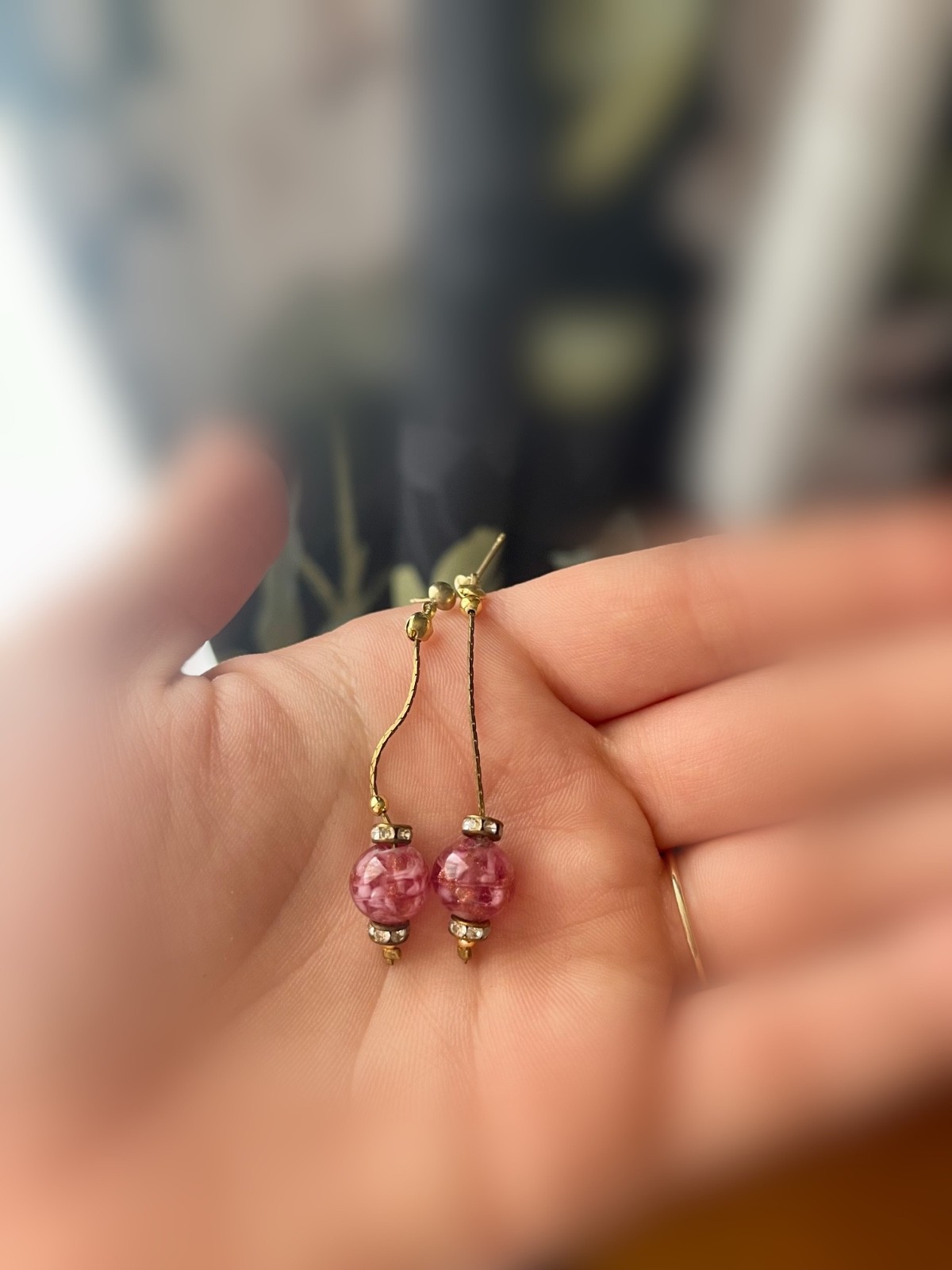 Four Sets of Beautiful Earrings – Blue, Pink, Turquoise, and Gold laced clear!
