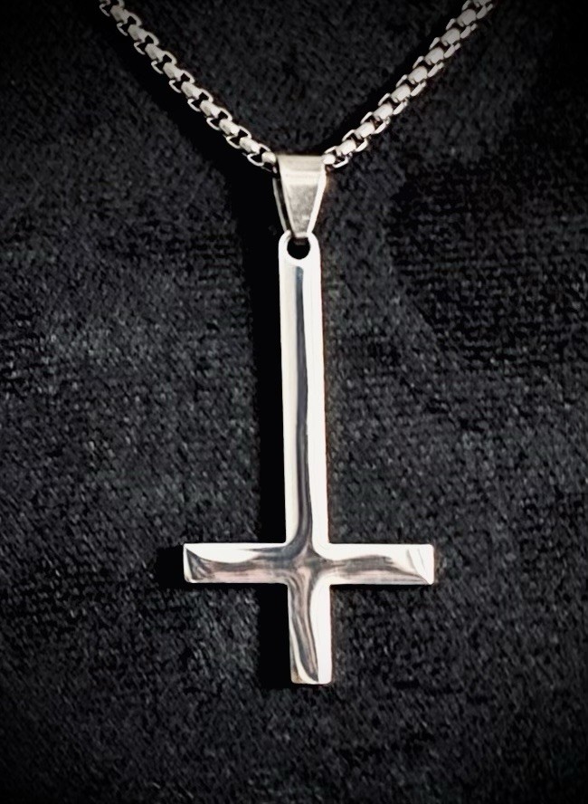 Stainless Steel Inverted Cross Pendant And Chain Upside Down Cross Necklace