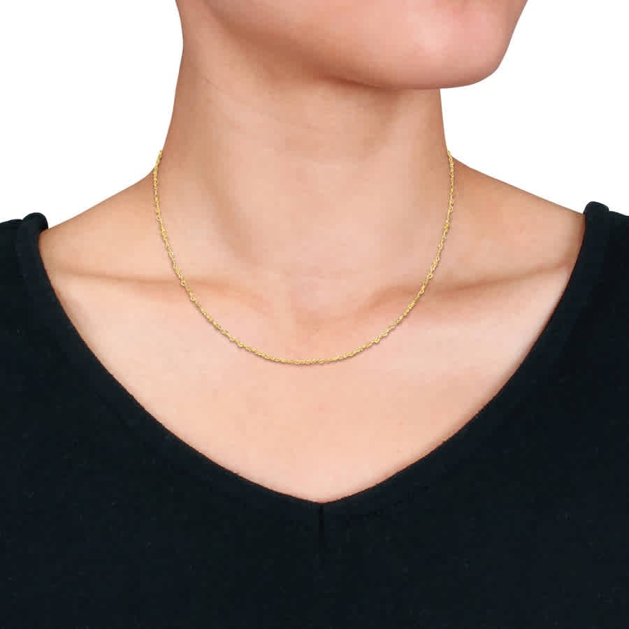 Amour 2mm Heart Link Necklace in 14k Yellow Gold – 18 in
