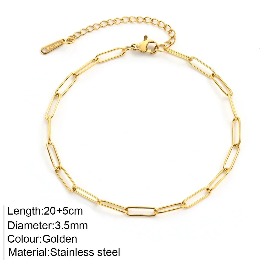 Good Quality Women’s High-end Stainless Steel Anklets Box Chain Clip Bead Chain
