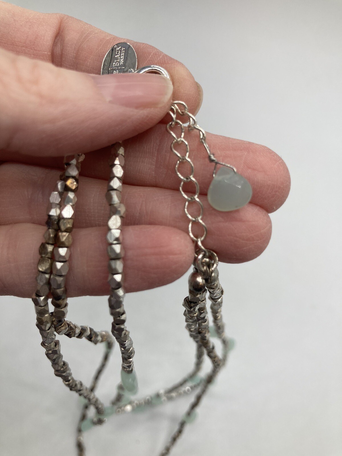 White House Black Market Silver & Ice Blue Faceted Beaded Necklace Branded