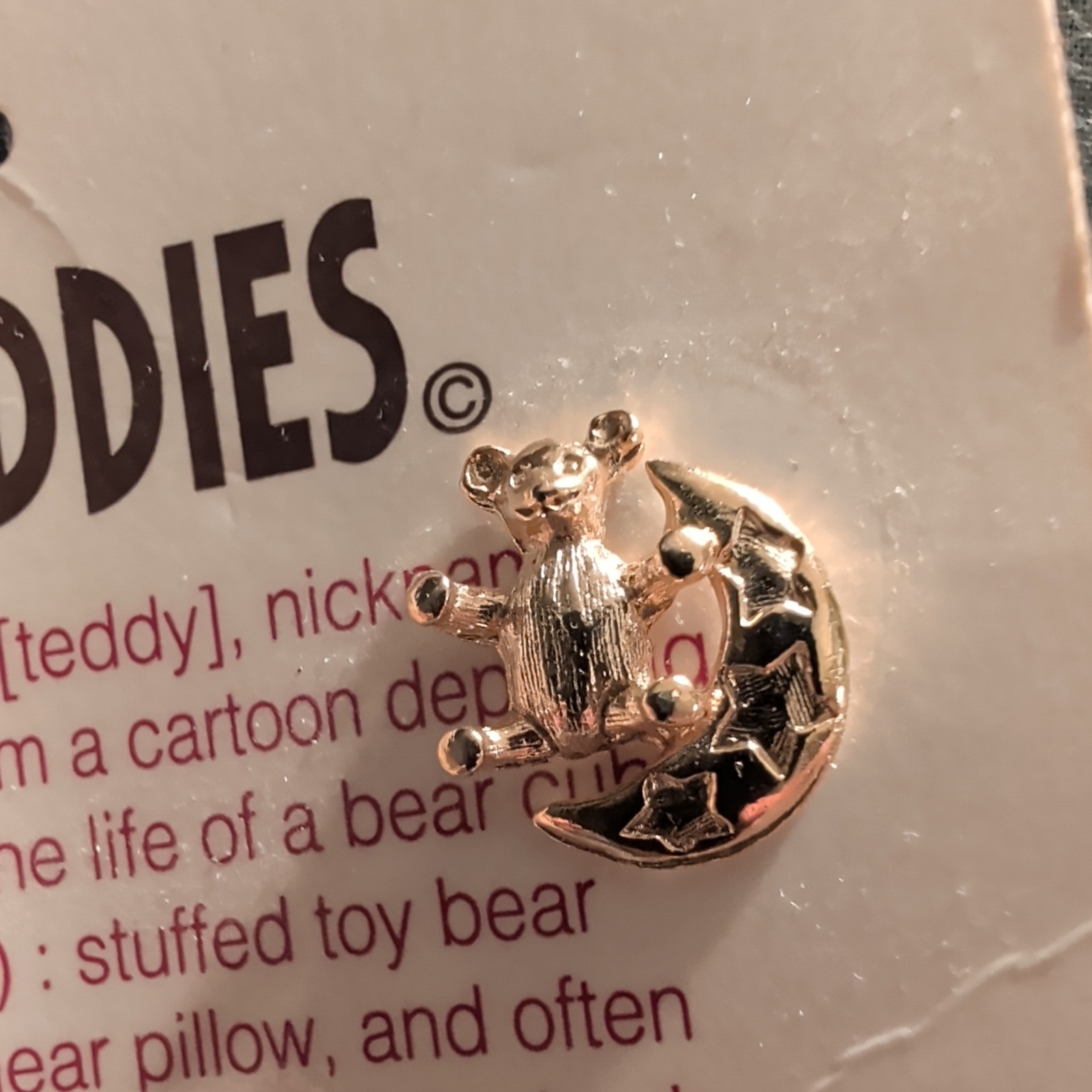 TINY TEDDIES Teddy Bear Pins Hat Lapel Gold Tone Roman Inc private collection