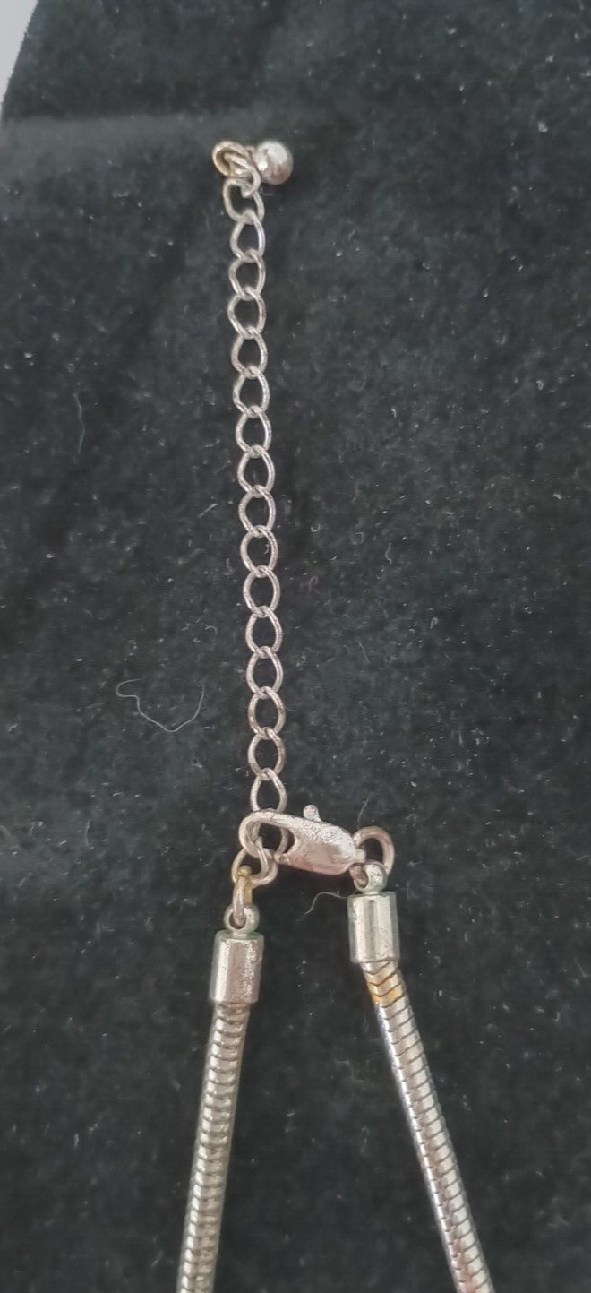 Vintage Fashion Necklace Pretty Enameled Metal Beads on a Silver Tone Chain