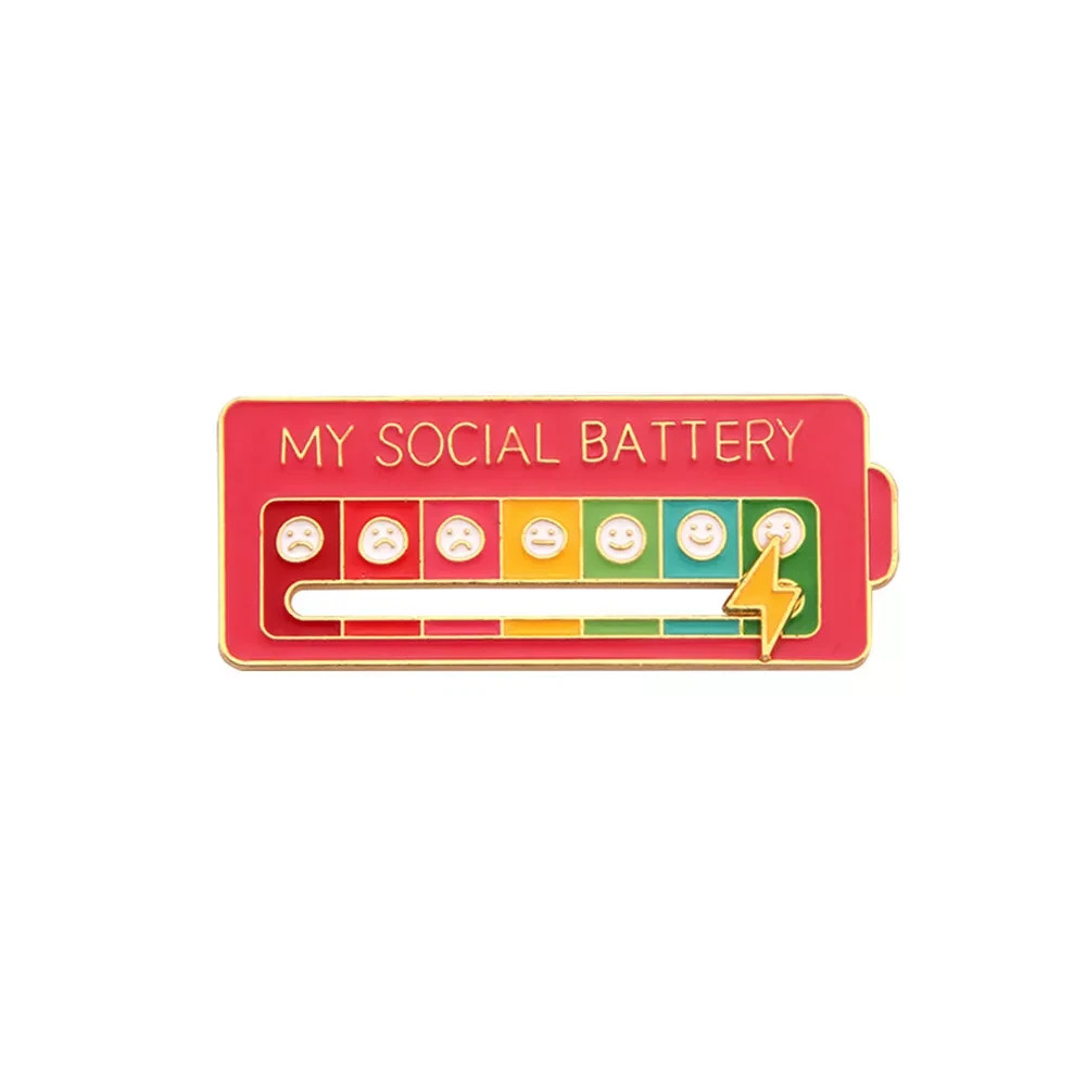 3pack My Social Battery Interactive Mood Enamel Pin