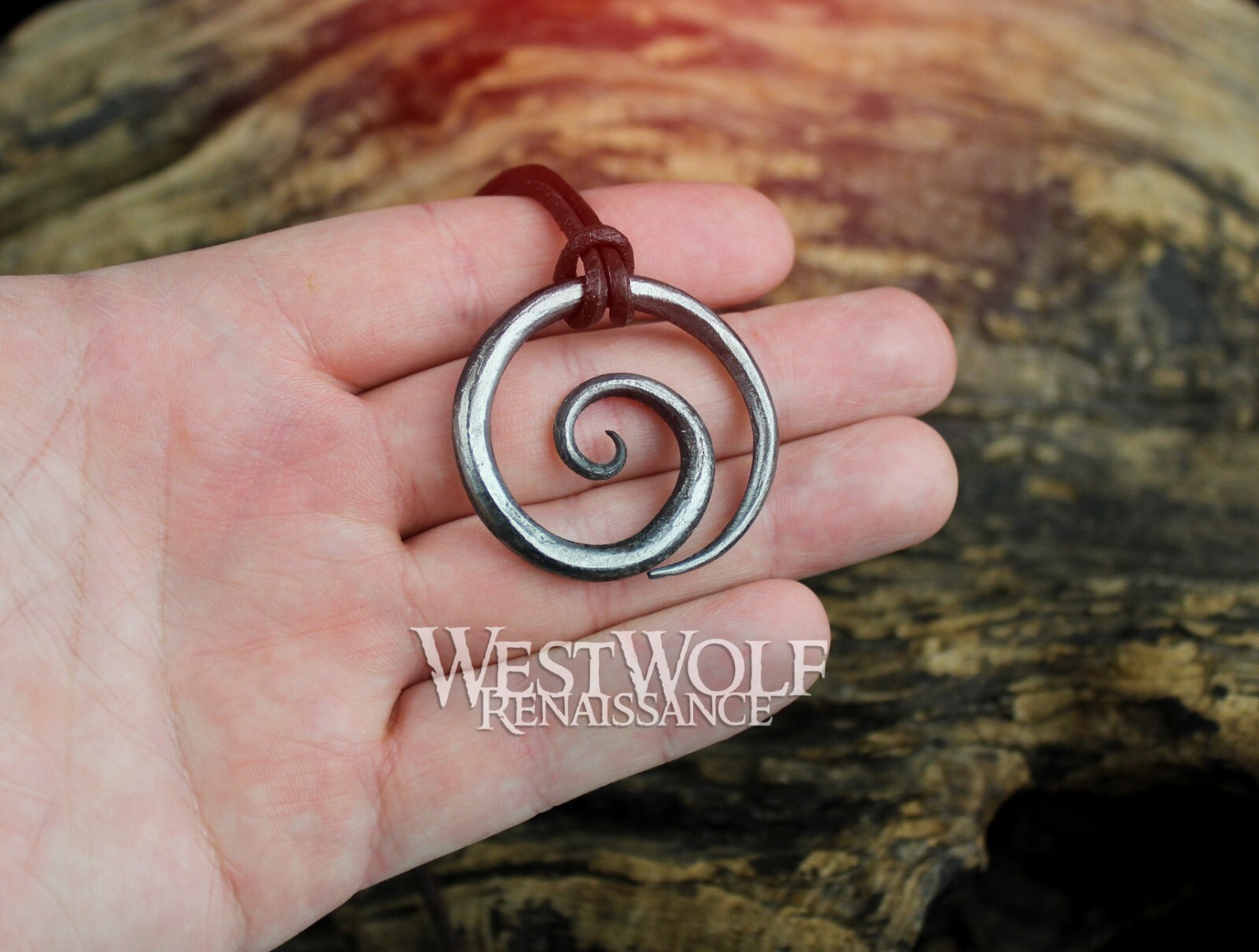 Celtic Spiral Pendant – Hand-Forged Iron – Viking/Norse/Medieval/Adjustable Cord