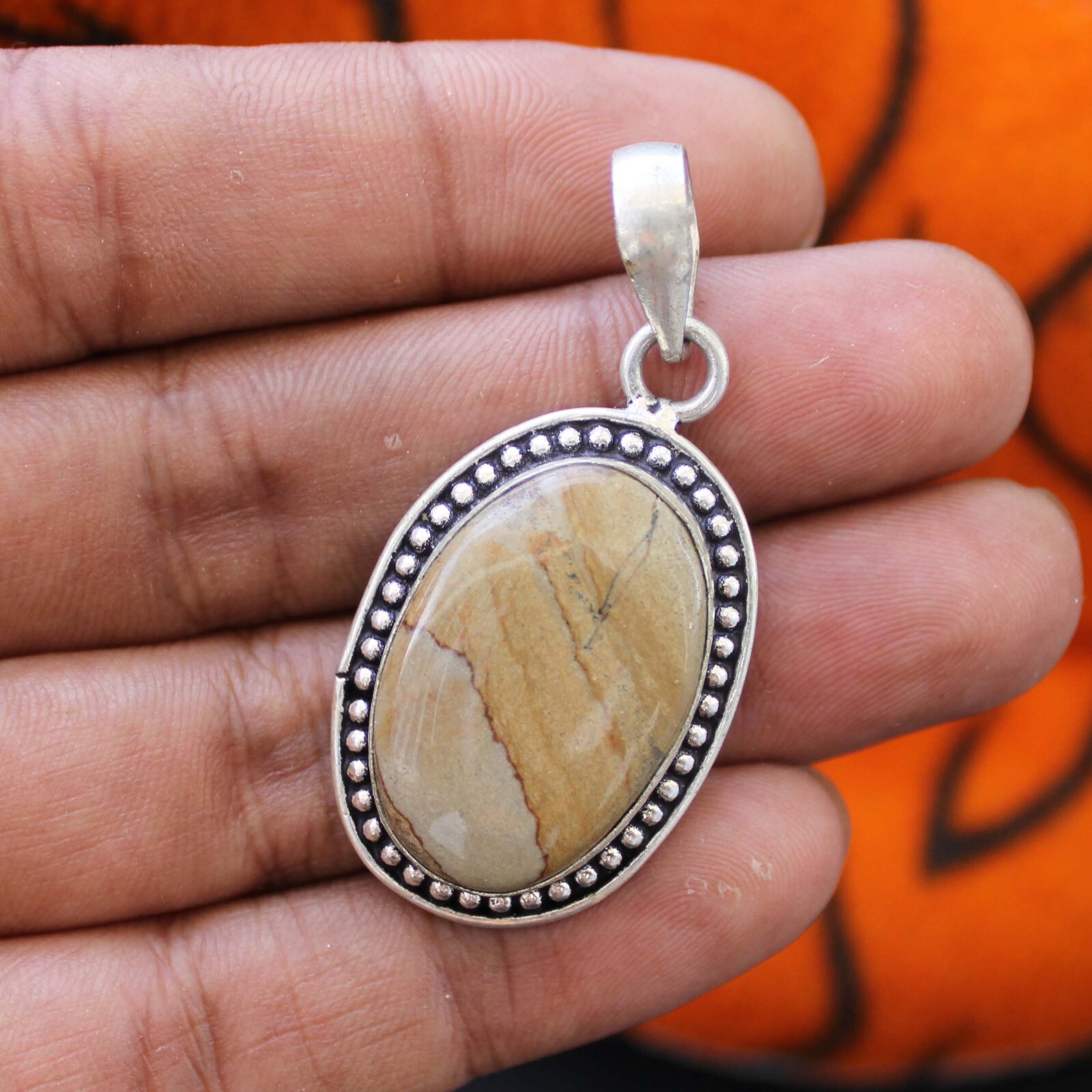 Jasper Handmade Pendant 925 Silver Plated Pendant Jewelry Gifts For Husband