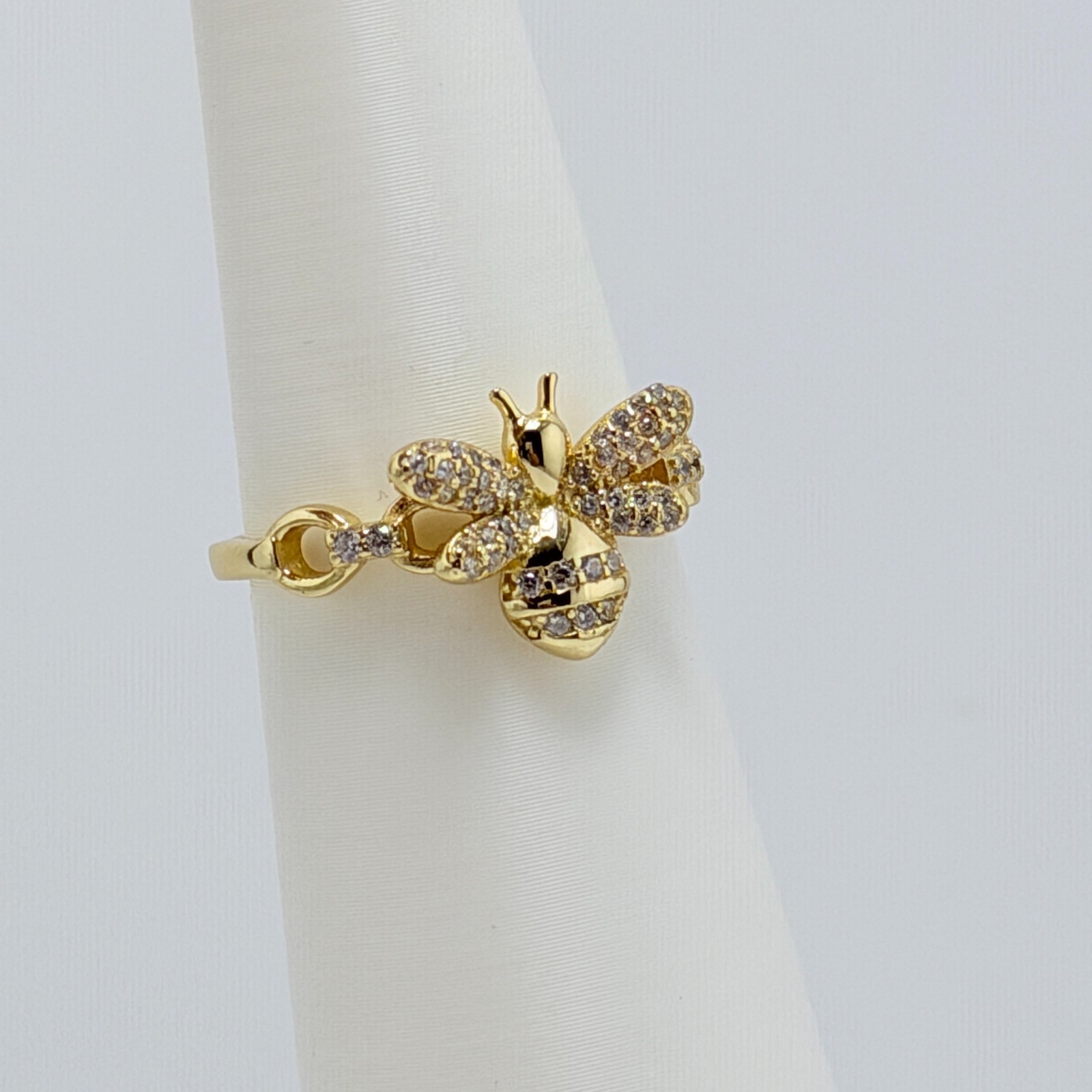 Bomb Party Vermeil Bee Size 7 “All Hail The Queen” .925 Sterling w/ Gold RG77845