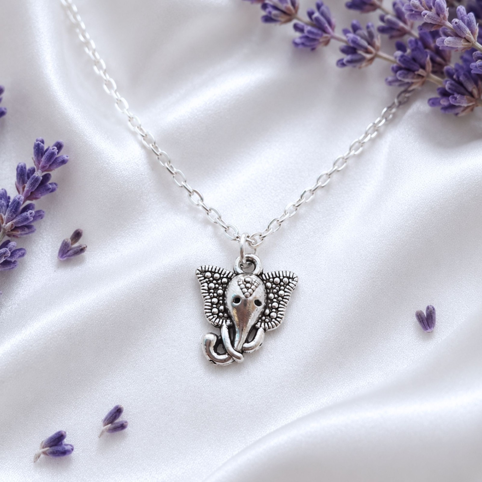 Elephant Head Charm Necklace Silver Good Luck Jewelry Pendant Lucky Charm unisex