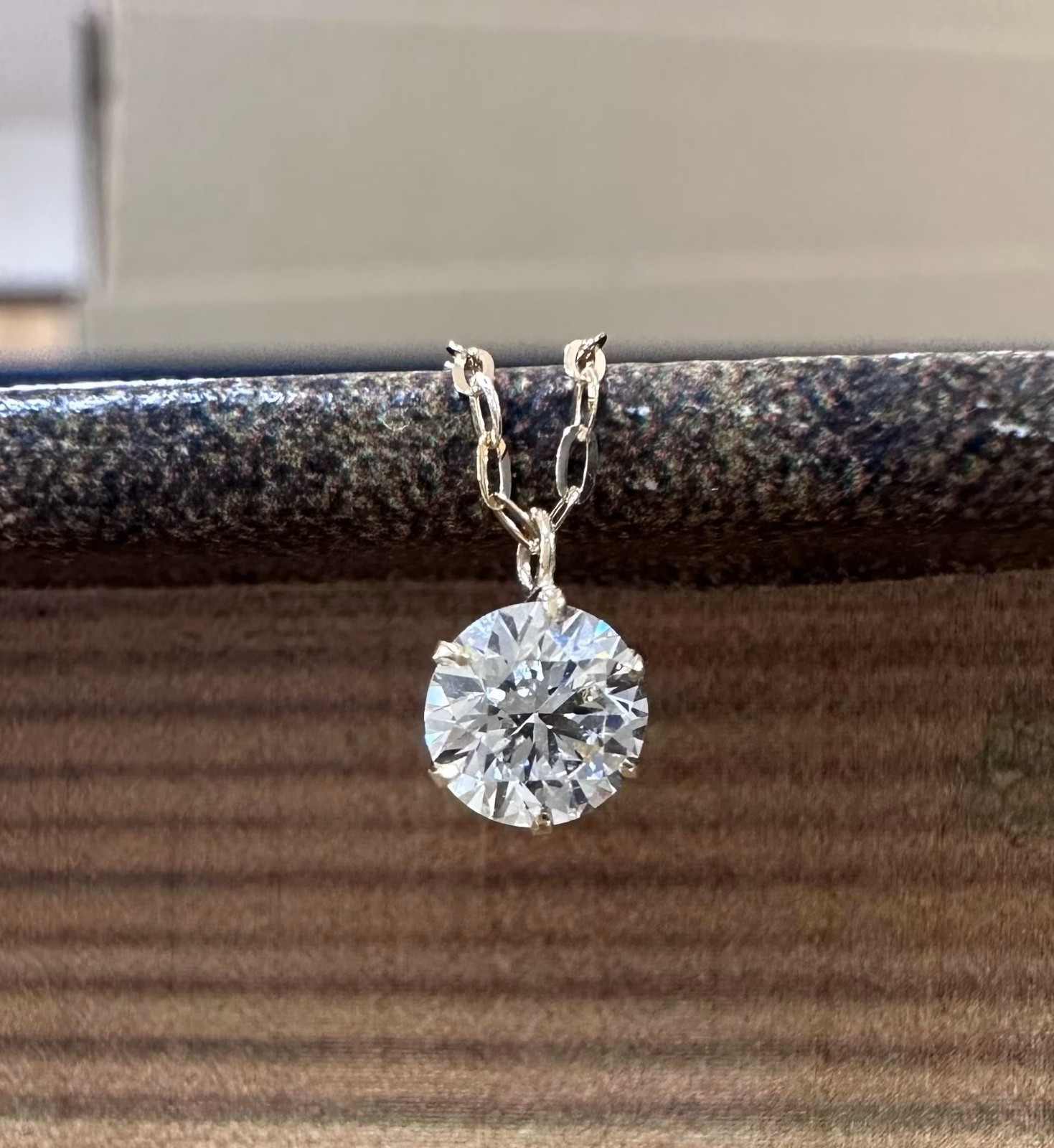 K18 Natural Diamond Necklace 0.44ct Azuki chain 40cm　Comes with a GIA certifica