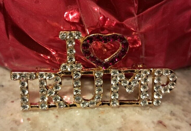 Pair of Trump Brooch w/ The USA Flag & Love Trump Brooch Pin 2024 United States