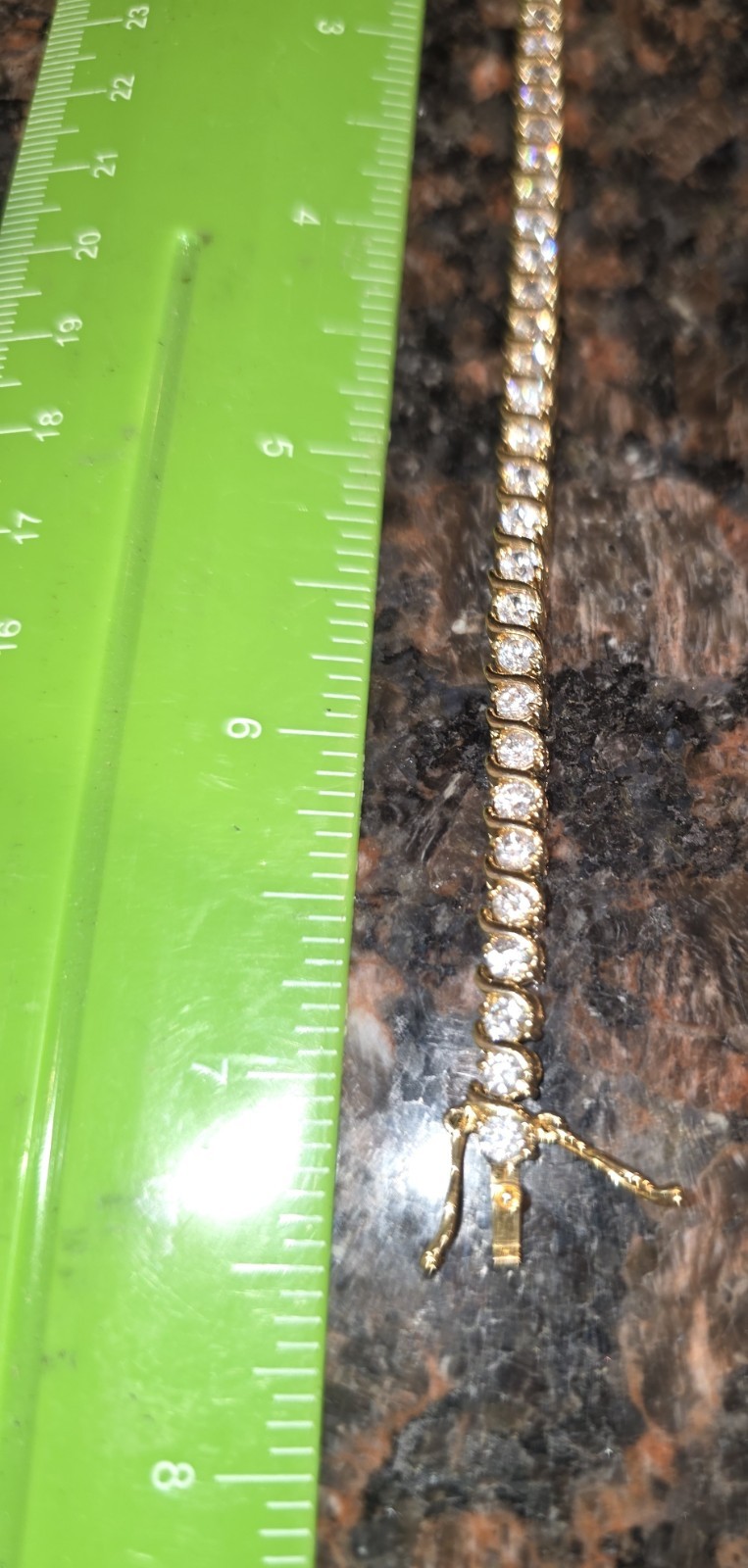 7¼” CZ & Plated Yellow Gold TENNIS BRACELET [no carat stamp]