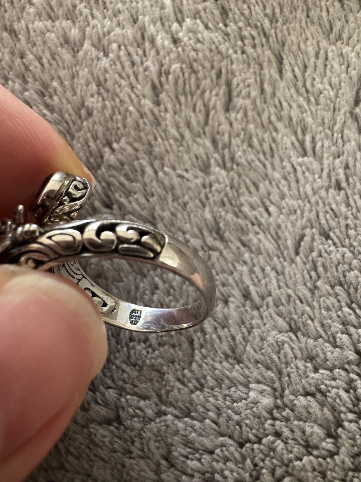 925 Sterling Silver Signed Pear/Teardrop Blue Bezel Cocktail Ring Size 7
