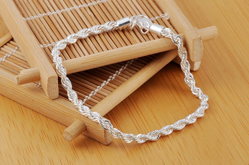 Popular Fashion Hot Sell 925 Sterling Silver Jewelry Twist Bracelet Chain