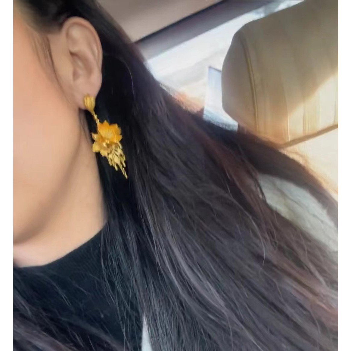 Gold Lotus Tassel Earrings Vintage Chinese Wedding Style Jewelry For Women