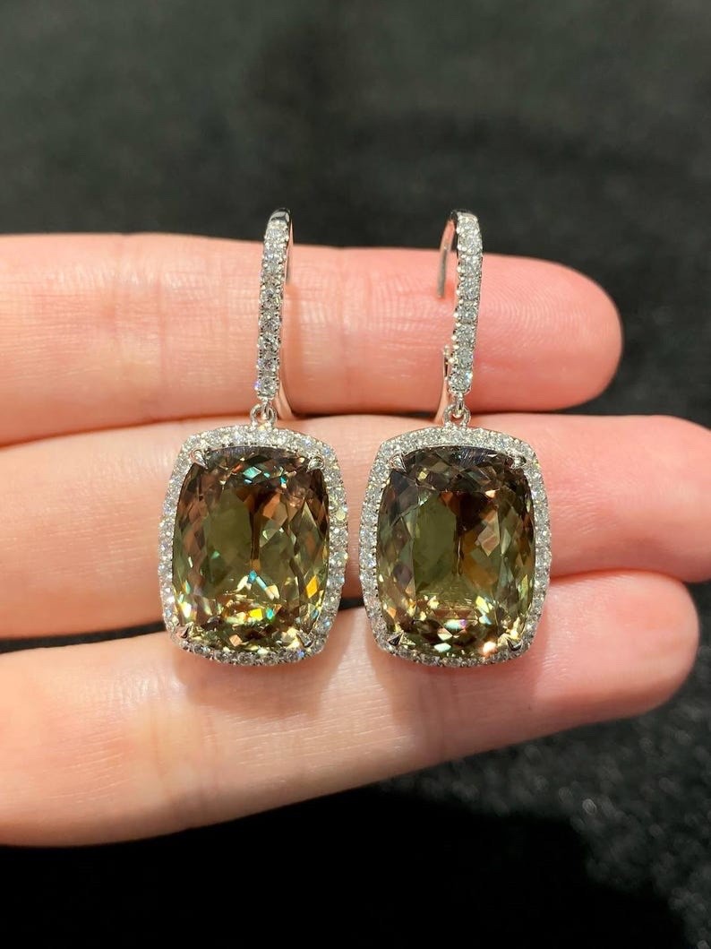 Cushion Cut Earrings 925 Sterling Silver Women’s Engagement Jewellery .