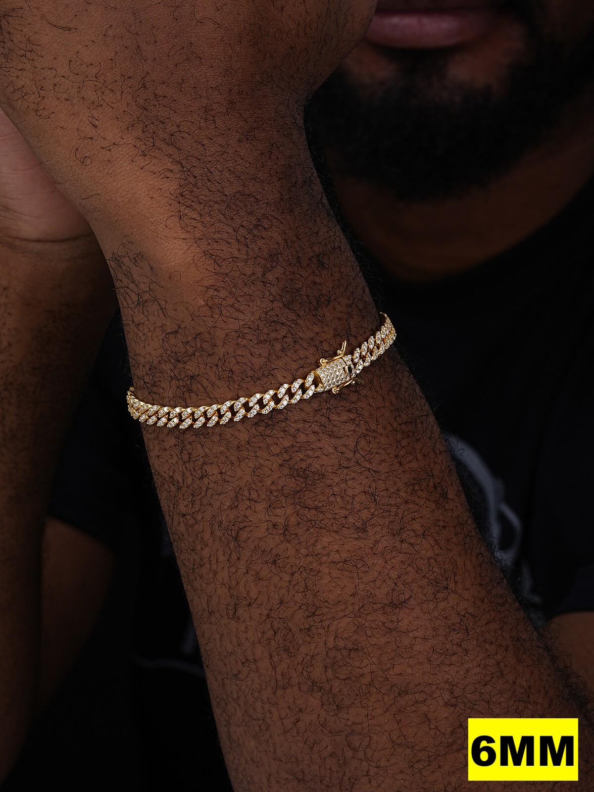 Real Miami Cuban Link Bracelet MOISSANITE 14k Gold Plated 925 Sterling Silver