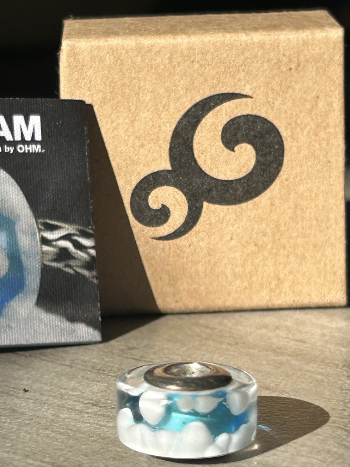 OHM Beads- Stream BeadLimited Edition Blue/White Cloud Glass – set of 2 beads