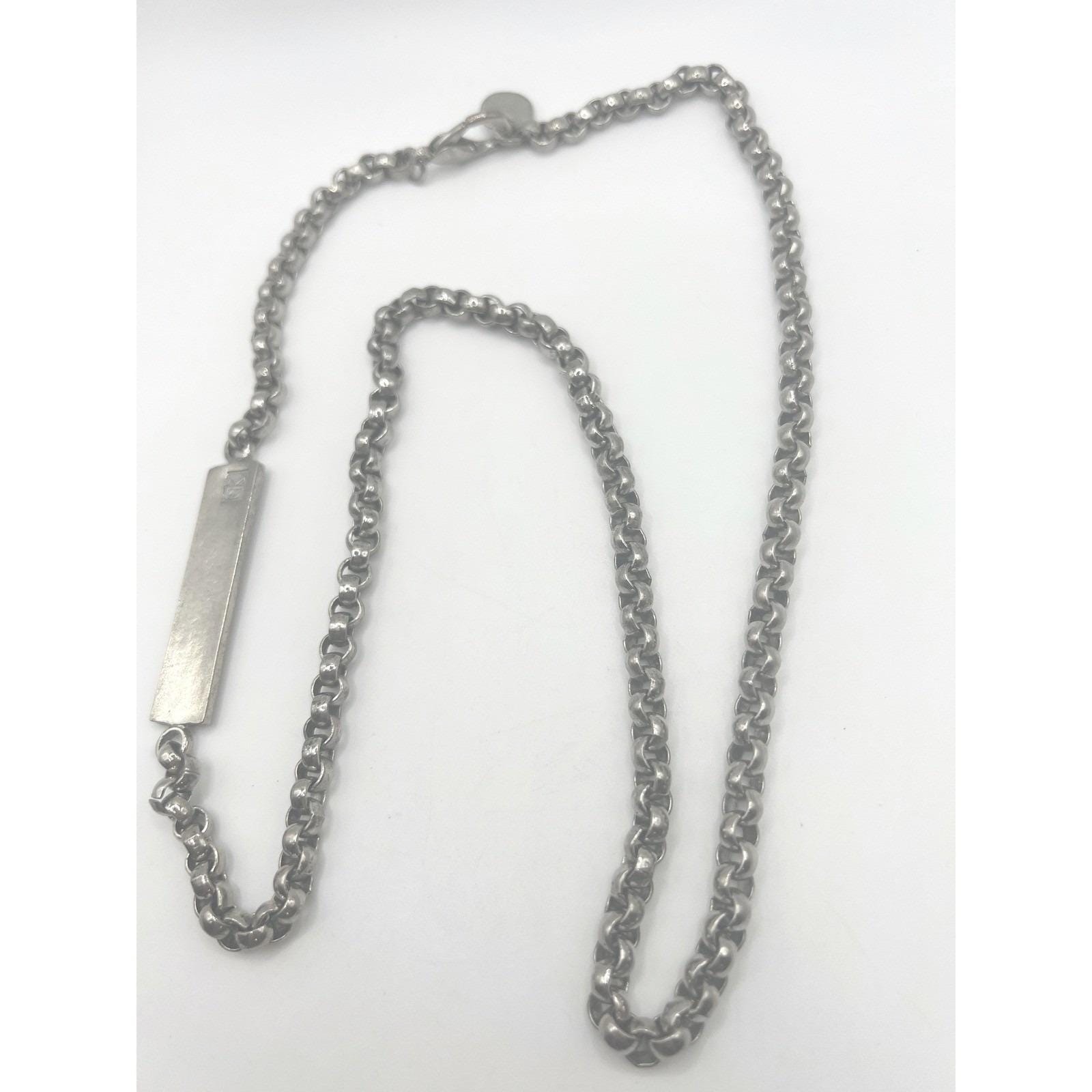 Calvin Klein Silver Tone 32″ Long Layering Bold Chunky Chain Necklace CK Bar