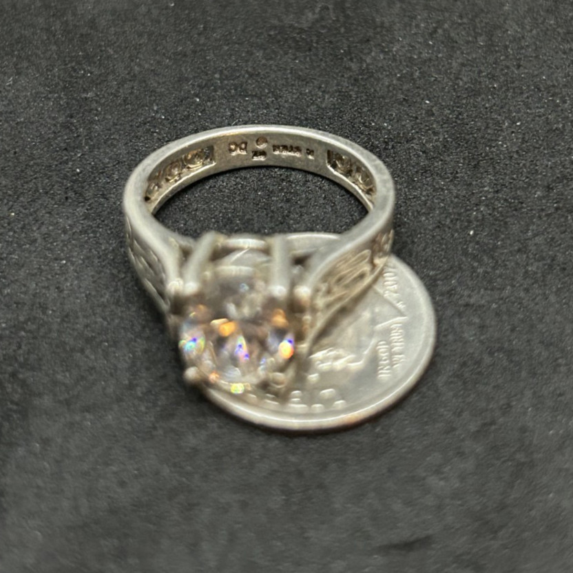 925 Sterling CZ Ring 9.1mm Sz 6 – 3.6g
