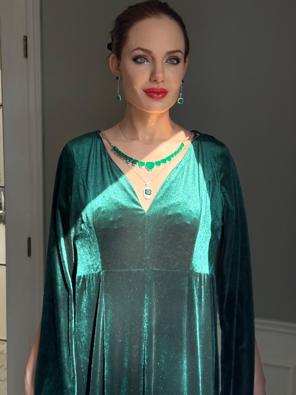 Star Of Hollywood, Emerald Dangle Drop Earrings