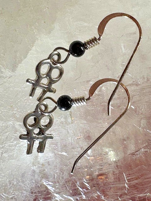 Double Venus 92.5 ear wires w/ black onyx balls Lesbian LGBT Goddess by JKL 846