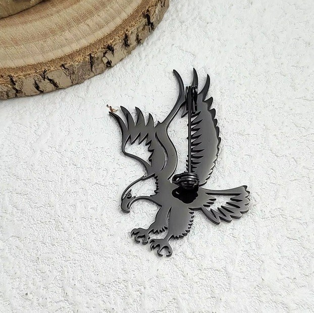 Stainless Steel Eagle Brooch Pin Gold Silver Black Bird Badge Gift Unisex