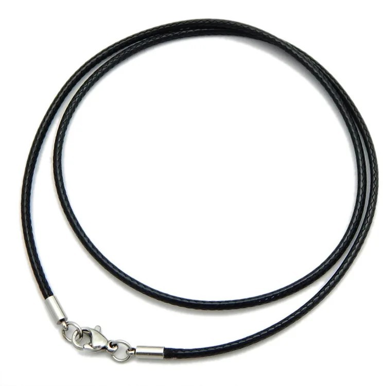 1/1.5/2/3mm Waterproof Braided Leather Chain Cord Rope Necklace w/ Steel Clasp .