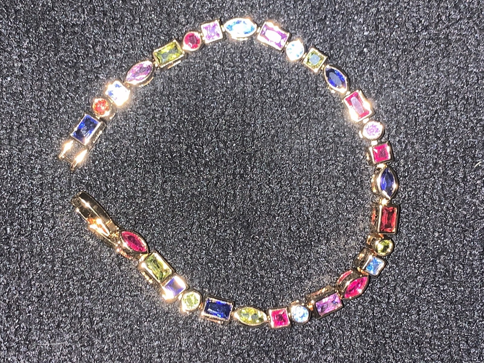 18K Gold Filled Geometric Bracelets 7.5″ Multicolor linked Dainty Cubic Zirconia
