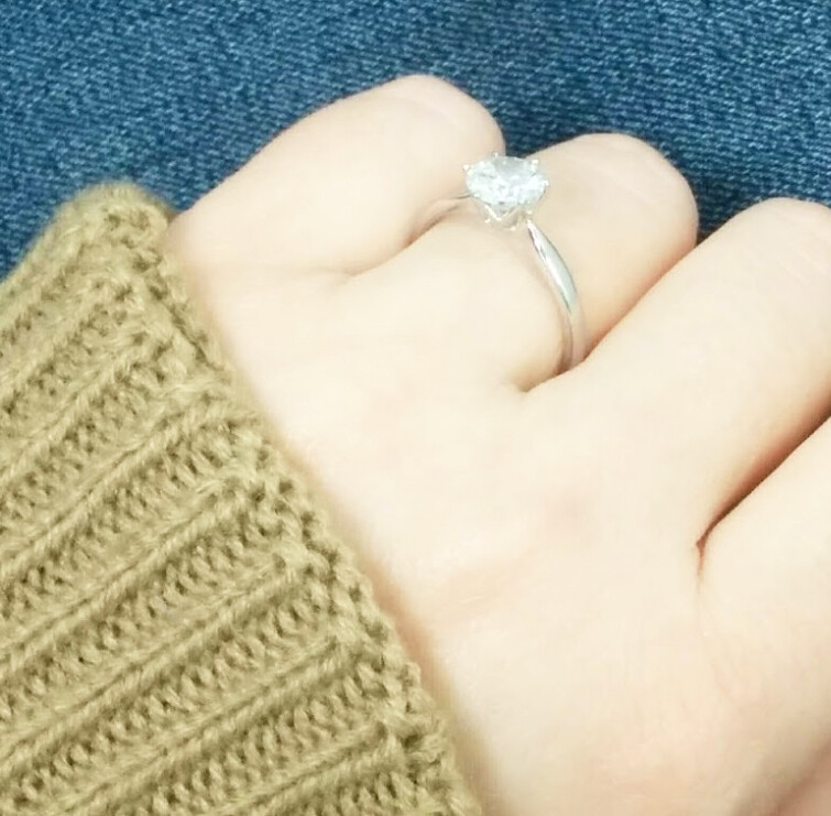 Solid 925 Sterling Silver Rings Women Solitaire Engagement Ring CZ Wedding Band