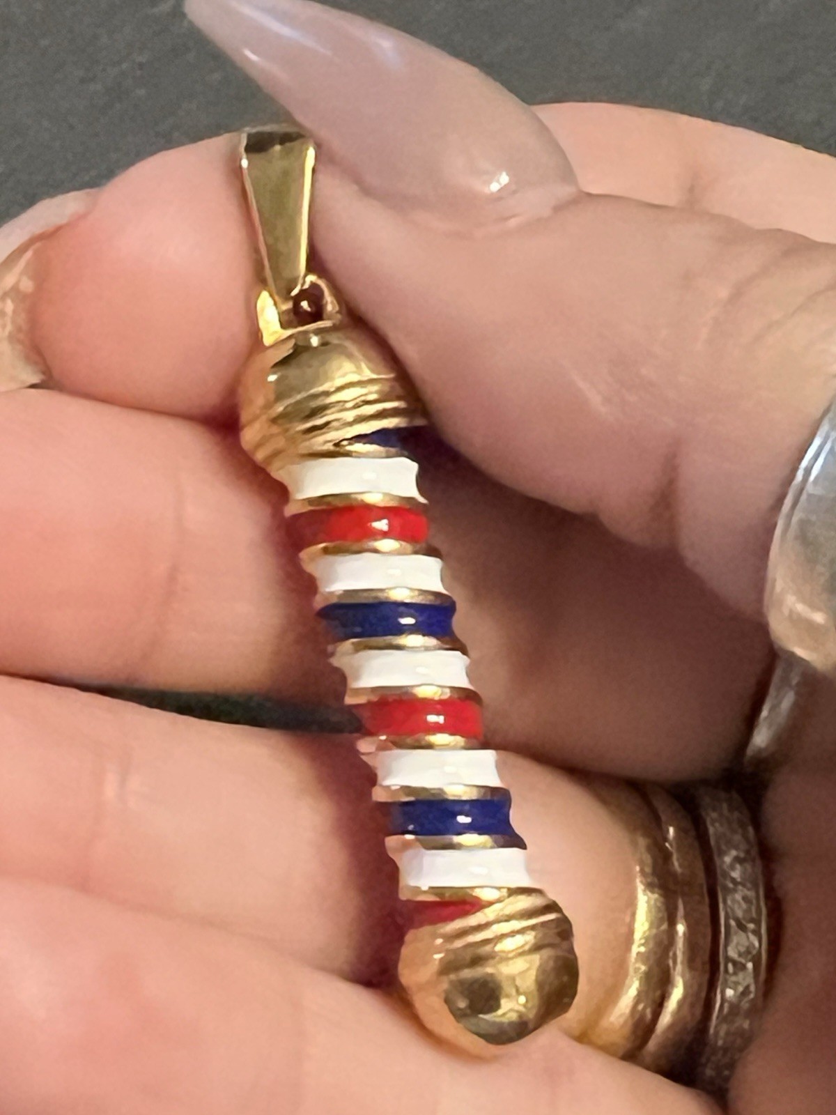Gold 14k plated over stainless steel with 5A CZ iced out Barber Shop Pendant