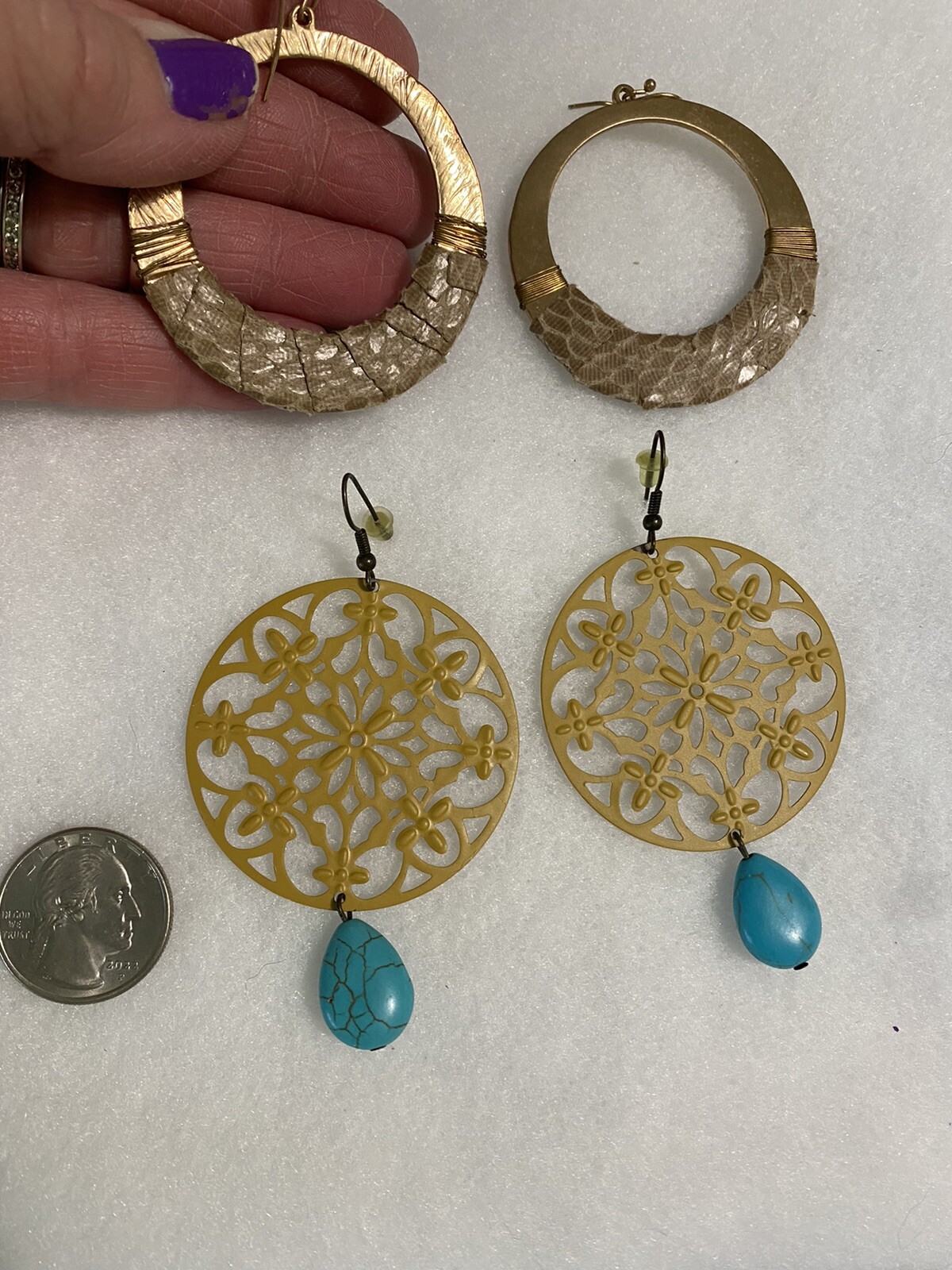 Very Cute Large Dangle Earrings x 8 Pair Preowned